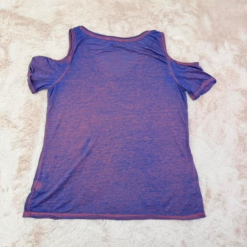 Rock Republic Purple Burnout Cold Shoulder Tee Soft Grunge Womens L - Picture 3 of 6